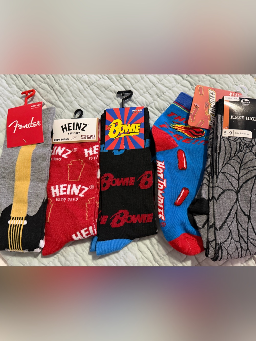 Mixed Lot- Fender Men's Novelty Crew Socks - Fun Men’s Themed Socks